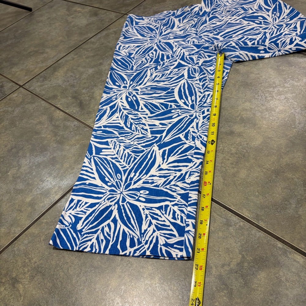 CATHERINE Stewart Blue White Elegant Florals Suit Set Top Sz XL Pant Sz L - Picture 14 of 16